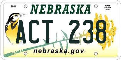 NE license plate ACT238