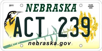 NE license plate ACT239