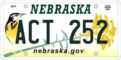 NE license plate ACT252