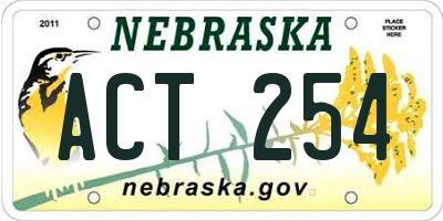 NE license plate ACT254