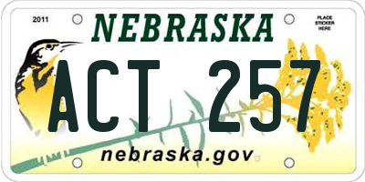 NE license plate ACT257