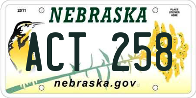 NE license plate ACT258