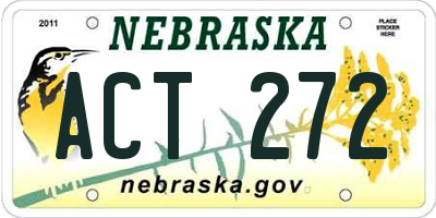 NE license plate ACT272