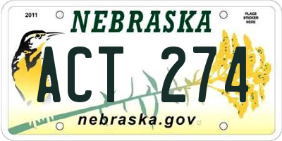 NE license plate ACT274