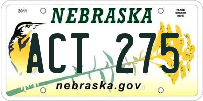 NE license plate ACT275