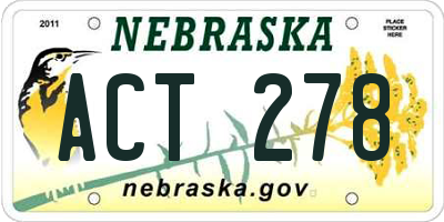 NE license plate ACT278