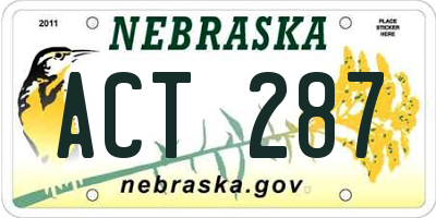 NE license plate ACT287