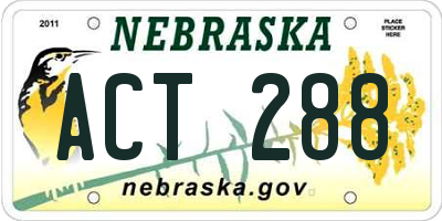 NE license plate ACT288