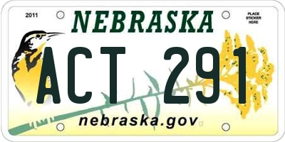 NE license plate ACT291