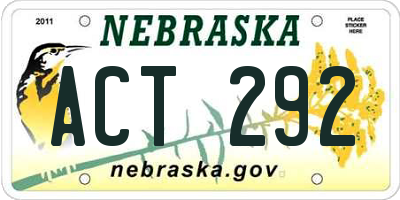 NE license plate ACT292