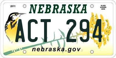 NE license plate ACT294