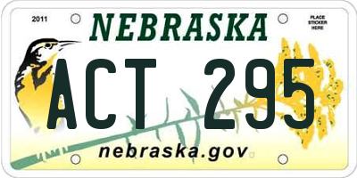 NE license plate ACT295