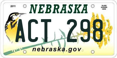 NE license plate ACT298