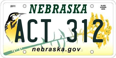 NE license plate ACT312