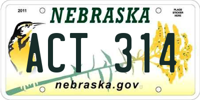 NE license plate ACT314