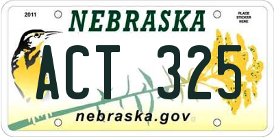 NE license plate ACT325