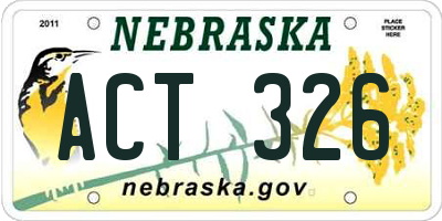 NE license plate ACT326