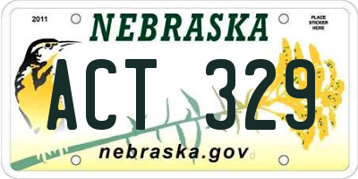 NE license plate ACT329