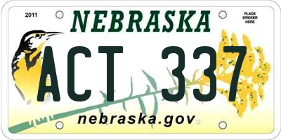 NE license plate ACT337