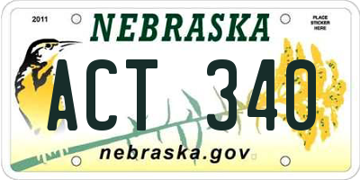 NE license plate ACT340