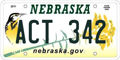 NE license plate ACT342