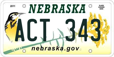 NE license plate ACT343