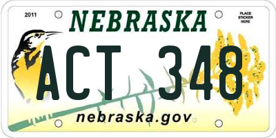 NE license plate ACT348