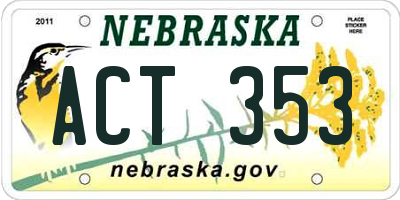 NE license plate ACT353