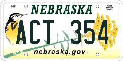 NE license plate ACT354