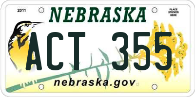 NE license plate ACT355