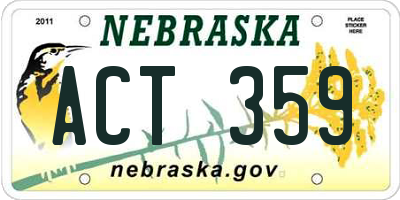 NE license plate ACT359