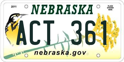 NE license plate ACT361