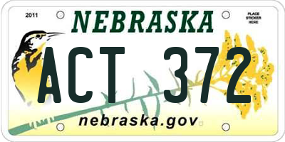 NE license plate ACT372