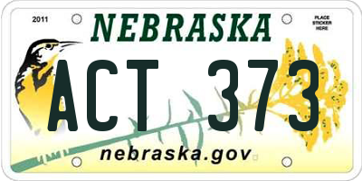 NE license plate ACT373