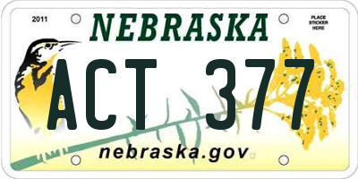 NE license plate ACT377