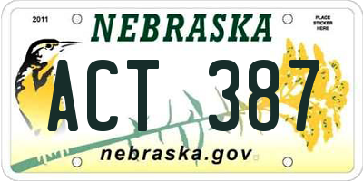 NE license plate ACT387