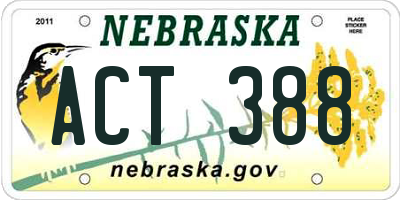 NE license plate ACT388