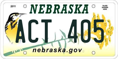 NE license plate ACT405