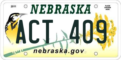 NE license plate ACT409