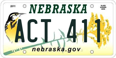 NE license plate ACT411