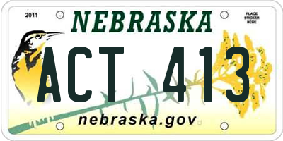 NE license plate ACT413