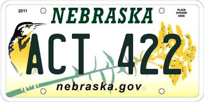 NE license plate ACT422