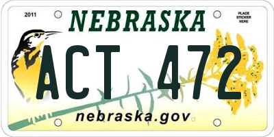 NE license plate ACT472