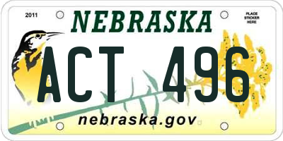 NE license plate ACT496
