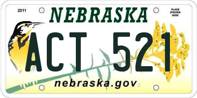NE license plate ACT521