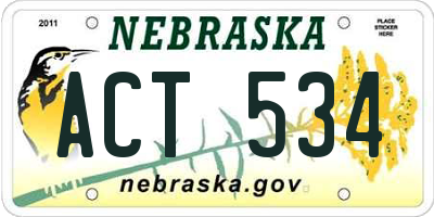 NE license plate ACT534