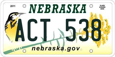 NE license plate ACT538