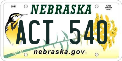 NE license plate ACT540