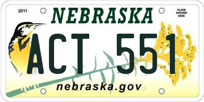 NE license plate ACT551