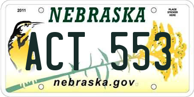 NE license plate ACT553